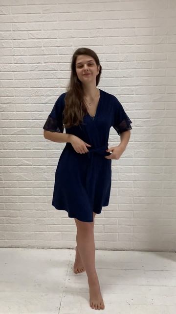 Халат на запахе Х 035М цв Синий В смотреть онлайн