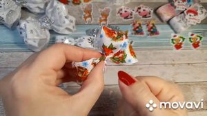 Как просто сделать  бантик  на Новый год Бантики Канзаши своими руками