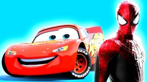 Человек-паук и Молния Маккуин в Мультики про Машинки и Самолет с забавной песенкой для детей