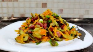 Почти корейский а может и лучше. Тёплый овощной салат. Рецепт салата.