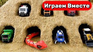 Машинки мультики 🛻 Машинки Стройтехника в яме ! Кран-спасатель спешит на помощь 🛻 Видео для детей