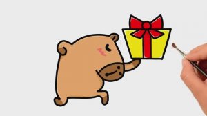 Как нарисовать капибару с подарком