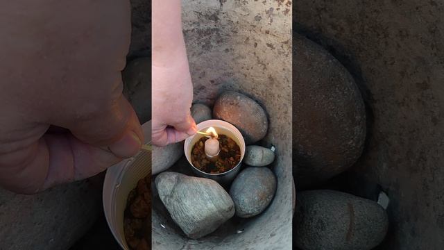 Обогреватель из свечки, консервной банки и масла против заморозков.