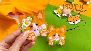 Мастер-класс рыжий Котик из фетра своими руками / Резинки для волос из фетра / DIY Felt Cat