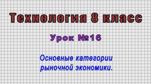 Технология 8 класс (Урок№16 - Основные категории рыночной экономики.)
