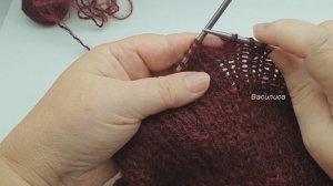 шапка спицами с двойным отворотом 👒