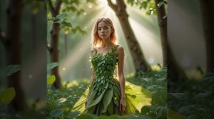 Девушка в платье из листьев (нейросети)