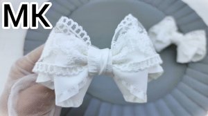 МК Белые бантики, Белый бант на резинке, Простой способ изготовления банта, МК Как сделать бант