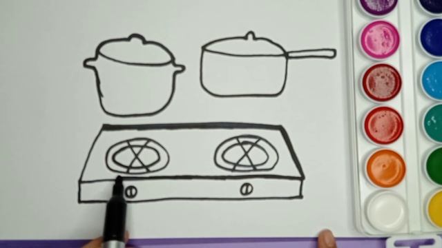 Рисование и рассказка кухонного оборудования ( плита и сковорода ) для детей смотреть онлайн