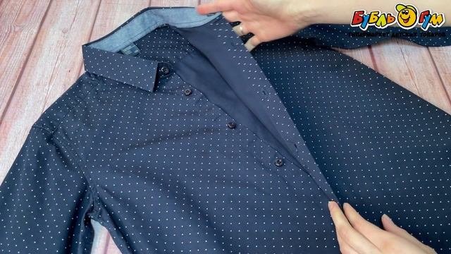 Рубашка Lanson Kids темно-синяя в белый горошек смотреть онлайн