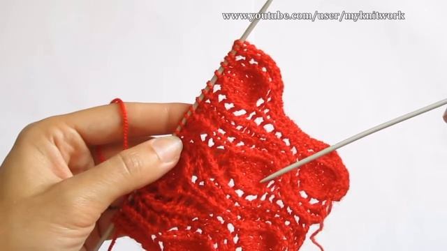 DIY: Вязание спицами. Ажурный узор "Листья на сетке". смотреть онлайн