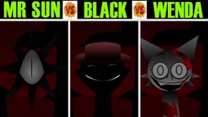 Невероятный Sprunki Definitive, но смешайте MR Sun против Wenda vs Black во всех фазах разных