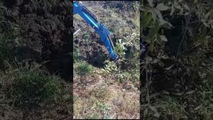 Клык на мини-экскаватор в работе удаление корней