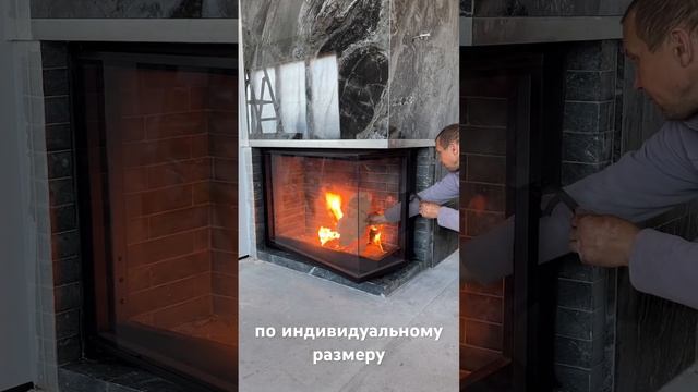 Каминная дверца MehanikeNn Про 1020/450 H735 Угловая #камин #печь смотреть онлайн