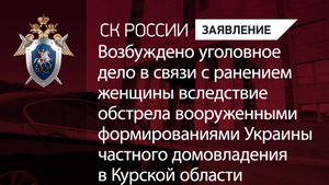Возбуждено уголовное дело в связи с ранением женщины вследствие обстрела ВФУ в Курской области