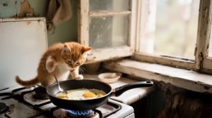 Kitten Braves Danger to Collect Eggs for Sick Mama Cat – Eagle Moved, Lets Her Go! 🐾🍳🦅❤️#cat #cut