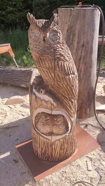 Как сделать сову из дерева своими руками#chainsawcarving #рез? смотреть онлайн