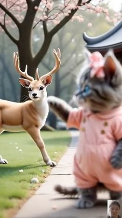 This Adorable Cat Explores Ancient Japanese Temples in Pink Overalls!