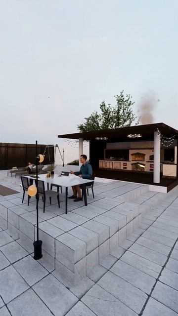 Визуализация зоны отдыха с барбекю #bbq #беседка #дача #б смотреть онлайн