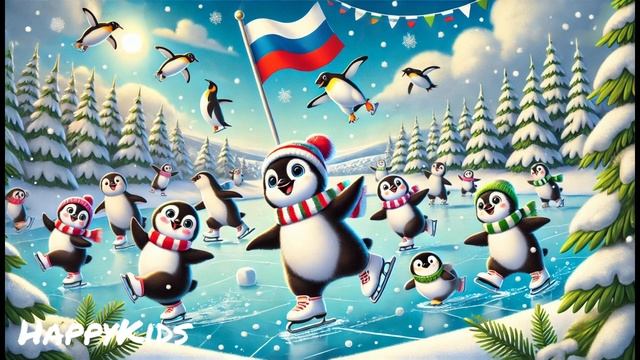Пингвин катается на коньках