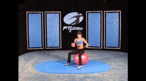 девушка в чёрных штанах прыгает на мяче