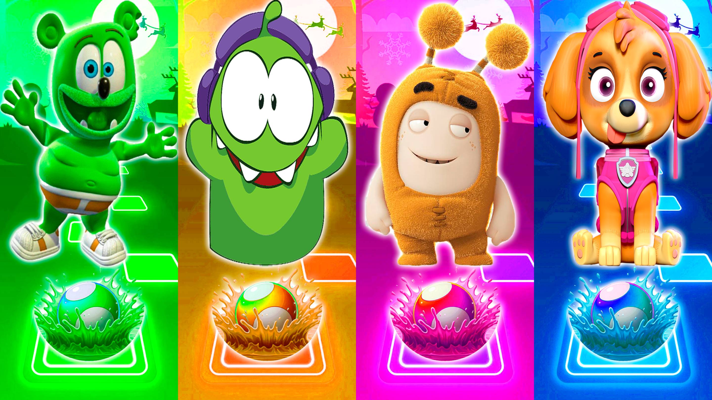 ГАММИ МЕДВЕДЬ VS АМ НЯМ VS ОДДБОДС VS ЩЕНЯЧЕГО ПАТРУЛЯ в шариках Тайлес Хоп | Tiles Hop