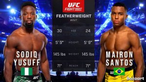 СОДИК ЮСУФФ ПРОТИВ МАЙРОНА САНТОСА ПОЛНЫЙ БОЙ UFC VEGAS 106