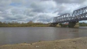 Вид на жд мост и реку Луза с пляжа 3 биржы. май 2025