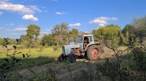 МТЗ-80 и косилка КРН-2,1 Тяжелый покос травы