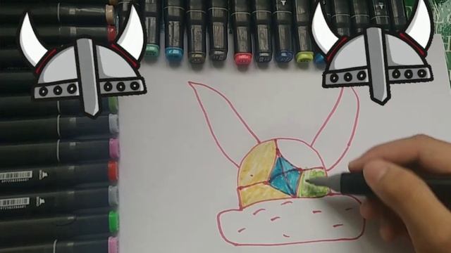 как можно нарисовать шапку викингов | drawing for children viking ha смотреть онлайн