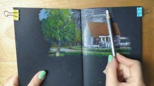 По ЧЁРНОЙ бумаге ЦВЕТНЫМИ карандашами/ ВДНХ - скетч