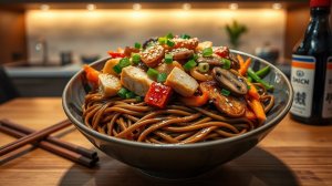 Ваш новый фаворит: пряная Соба с нежной Курицей и хрустящими Овощами!