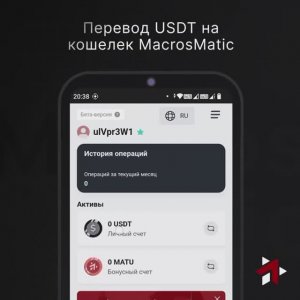Перевод USDT на кошелек MacrosMatic на примере Trust Wallet