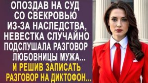 Опоздав на суд со свекровью из-за наследства, невестка случайно подслушала разговор любовницы мужа..