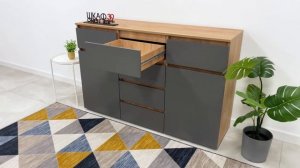 Хелен КМ 05 Комод 6 ящиков серый графит/дуб крафт золото