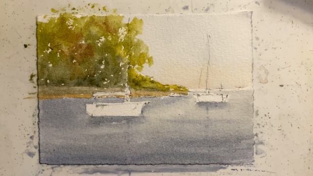 Простой пейзаж с лодками. Вечернее рисование. Мастер-к смотреть онлайн