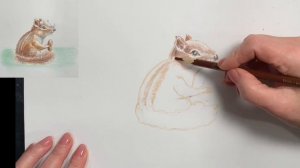 Бурундук. Как нарисовать цветными карандашами