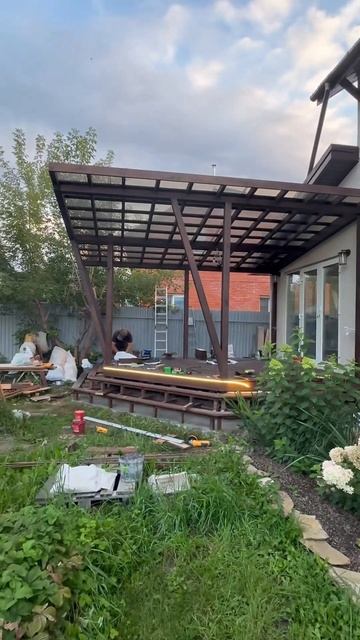 Подсветка ступеней беседки #беседка #подсветкаступен? смотреть онлайн