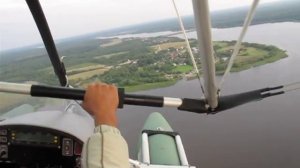 Взлет-полет-посадка на дельталете с воды.