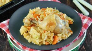 Курица с капустой и рисом в рукаве - запекаем в духовке и угощаем вкусным обедом
