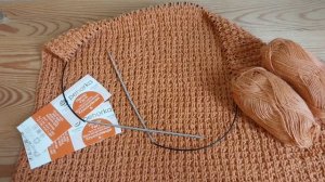 Про полотенце из остатков хлопка спицами!Вяжу просто.?