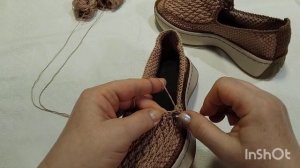 Мокасины вязаные крючком на подошве. Часть 2. Узор кожа