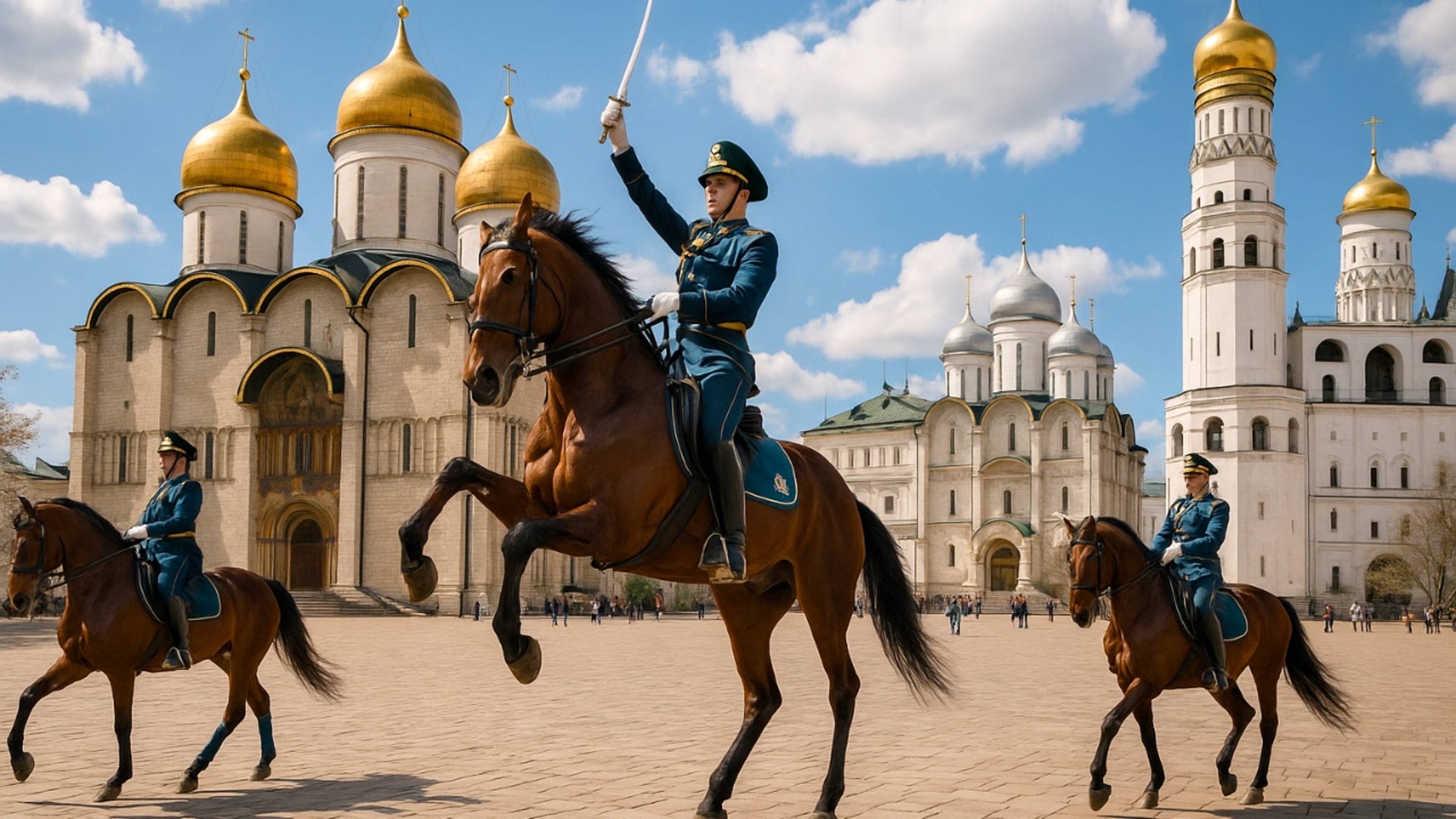 🇷🇺 4K МОСКВА. Развод караула Президентского полка на Соборной площади Кремля.