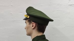 Фуражка ОВ офисная зеленая н/о тк.  габардин нат/кожа с