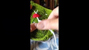 Вышивка мухомор на вязаном полотне/ Вязание крючком/ В