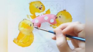 Цыплята рисуют. Рисунок акварелью / Рисуем вместе