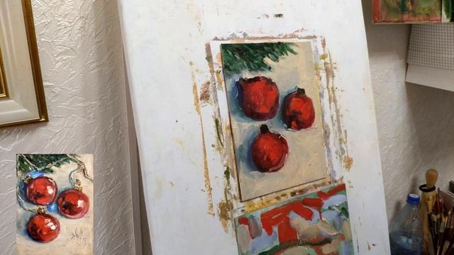 Как нарисовать елочные Новогодние шары. Пишем маслом ? смотреть онлайн