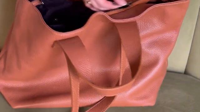 Женский шоппер 4 ручки из натуральной кожи, цвет рыжий, смотреть онлайн