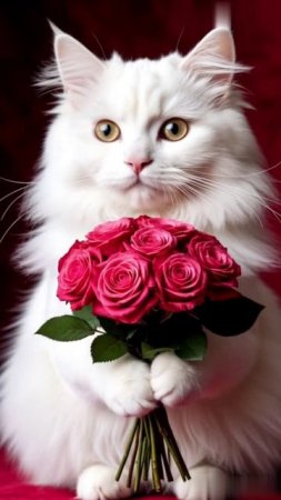 Котики дарят цветы