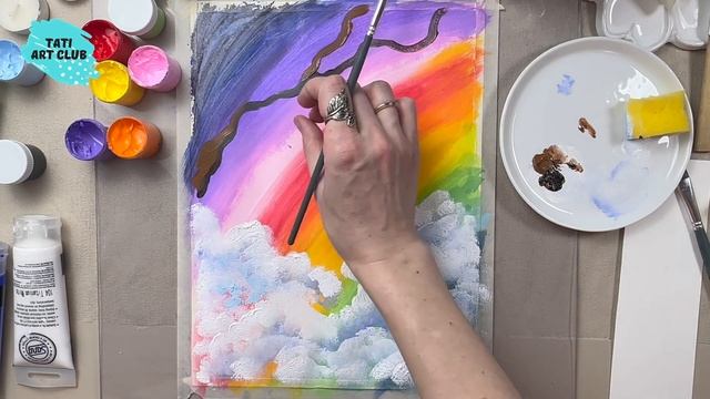 Как нарисовать девочку на качелях в небе | Урок рисова? смотреть онлайн